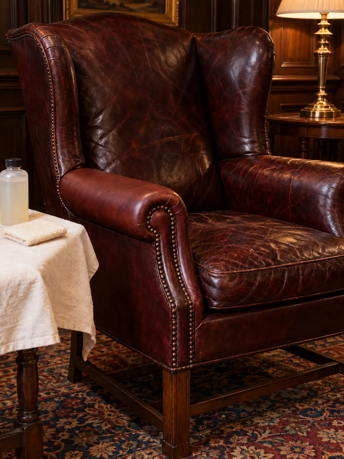 Oxblood club chair after feeding