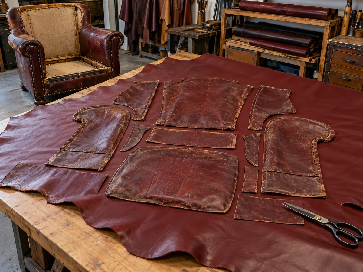 New leather hide cut from the old pattern