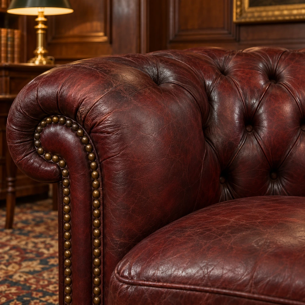 Leather sheen knocked back to match the chair