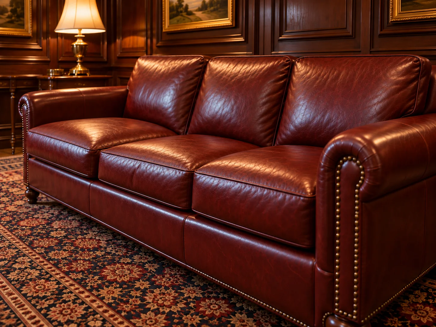 After: the same settee with all three seats sitting level