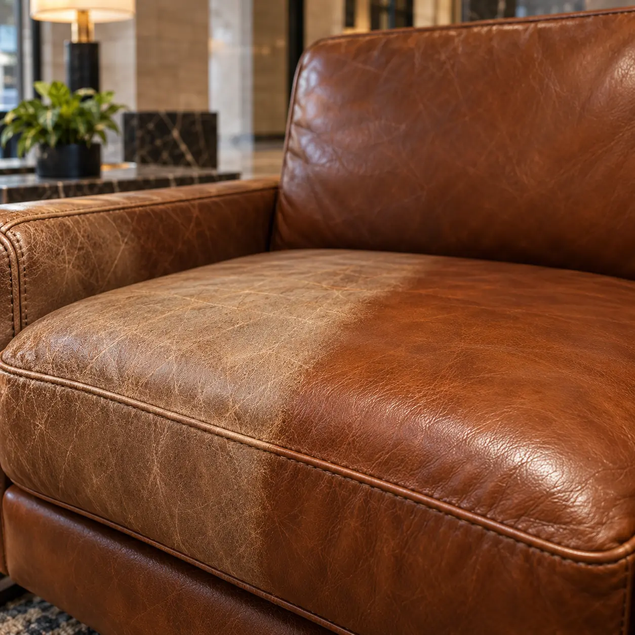 Cognac cushion recolored across the panel