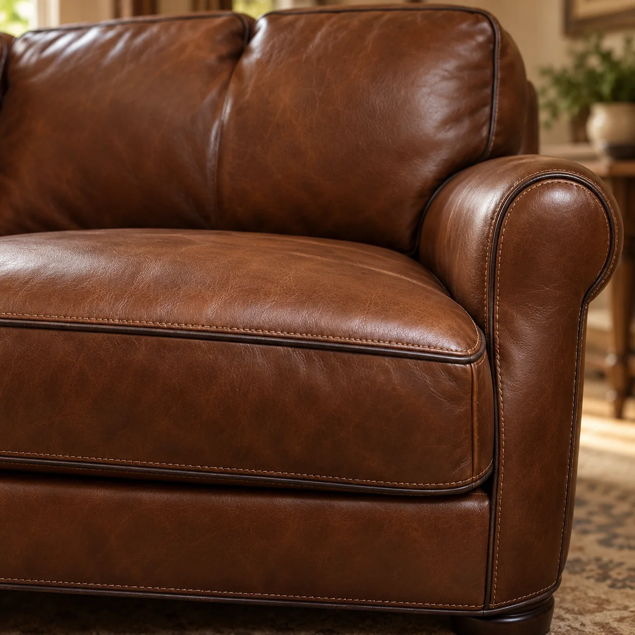 Cognac leather upholstery hide surface