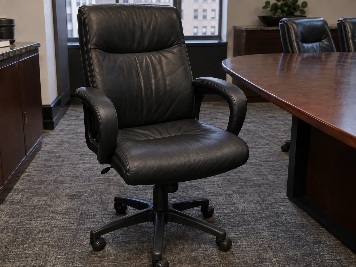 The same conference chair reupholstered