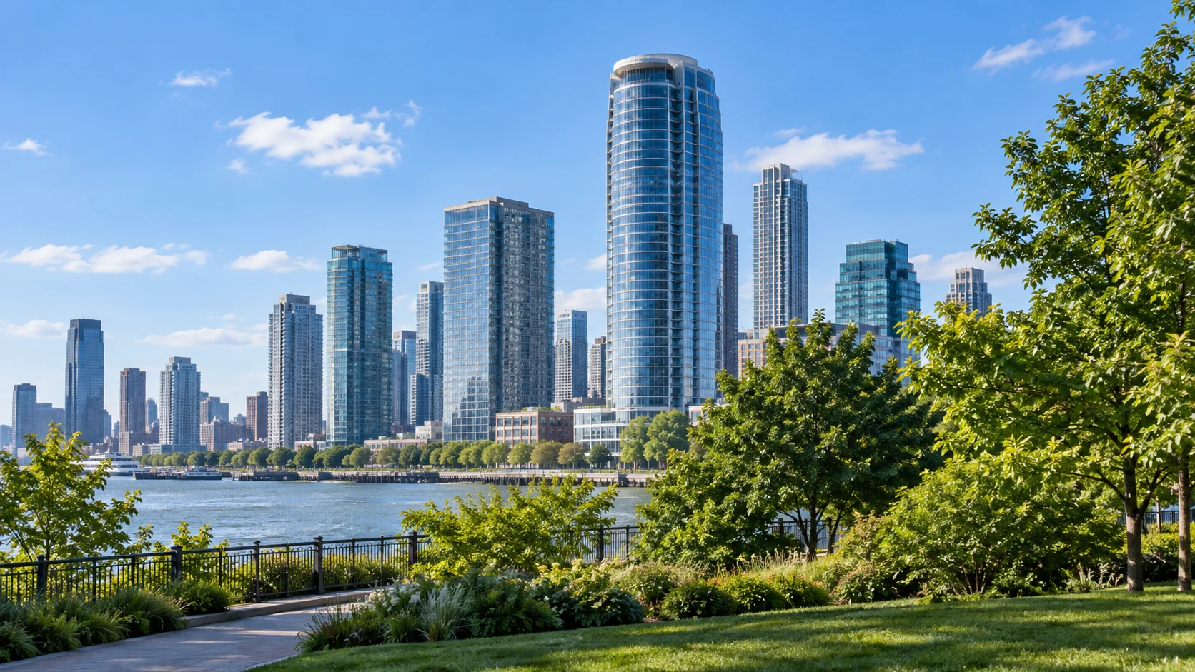 Leather repair New Jersey: waterfront towers in Hudson County