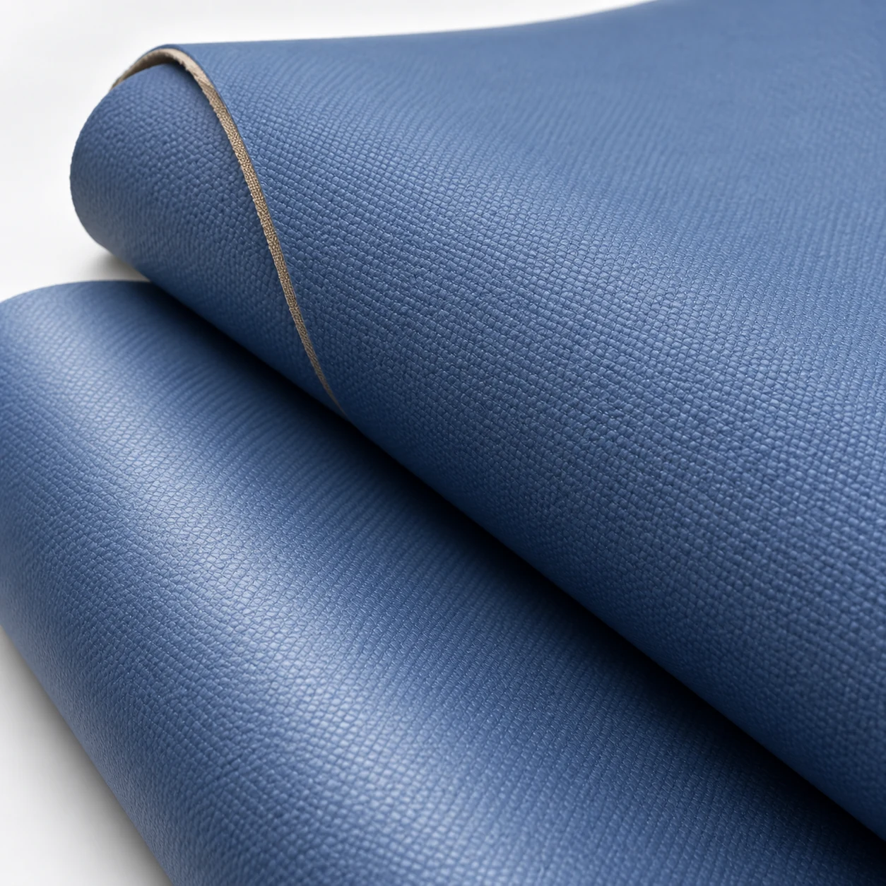 Curled roll of blue contract vinyl