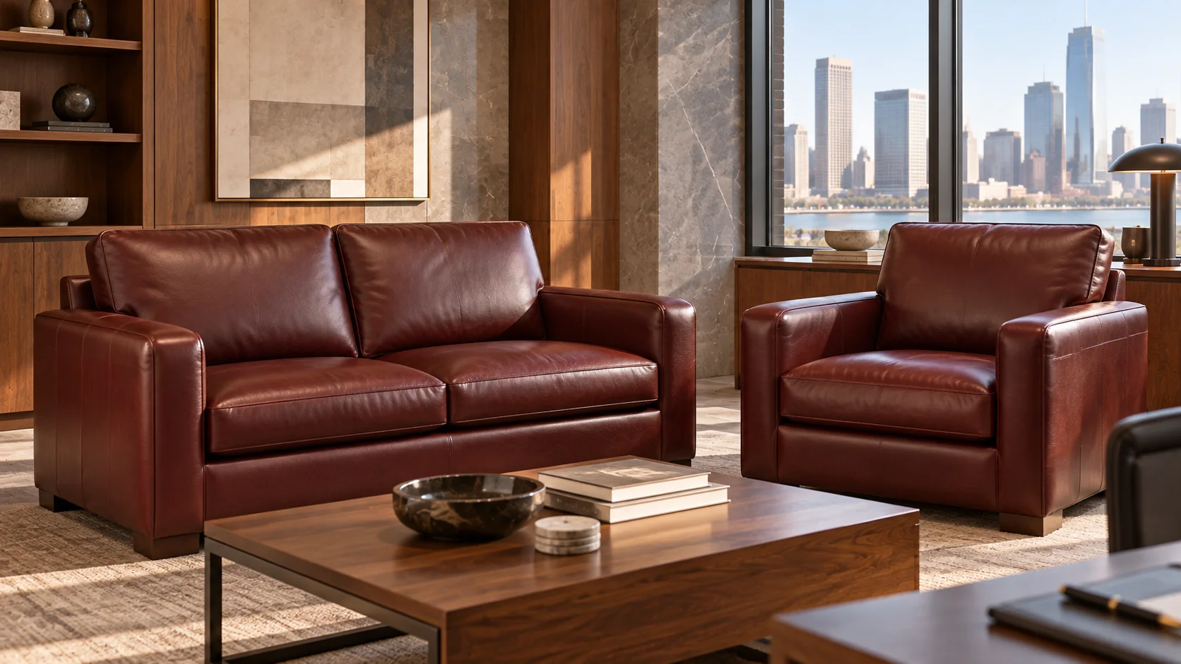 Leather office seating after a corporate relocation