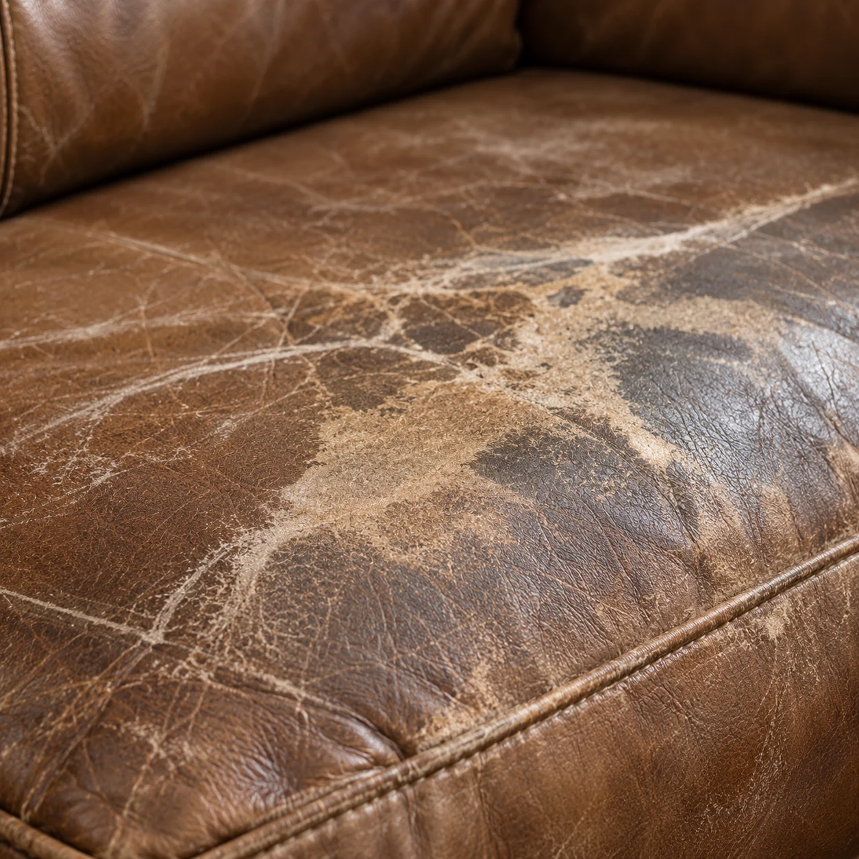 Dry, cracked leather seat panel