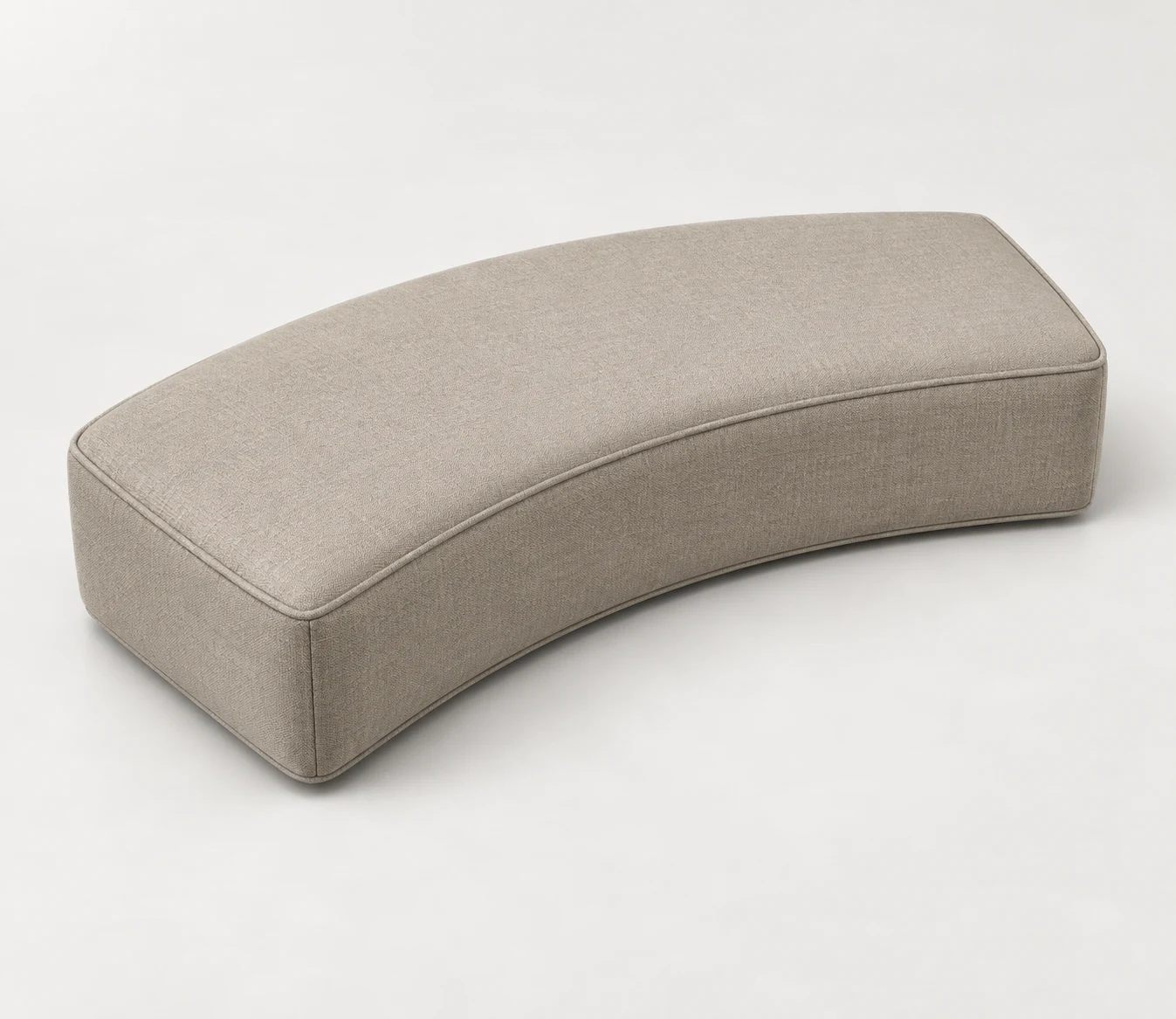 Curved outdoor bench cushion shape following an arc