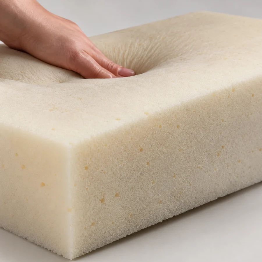 Hand pressing into medium foam