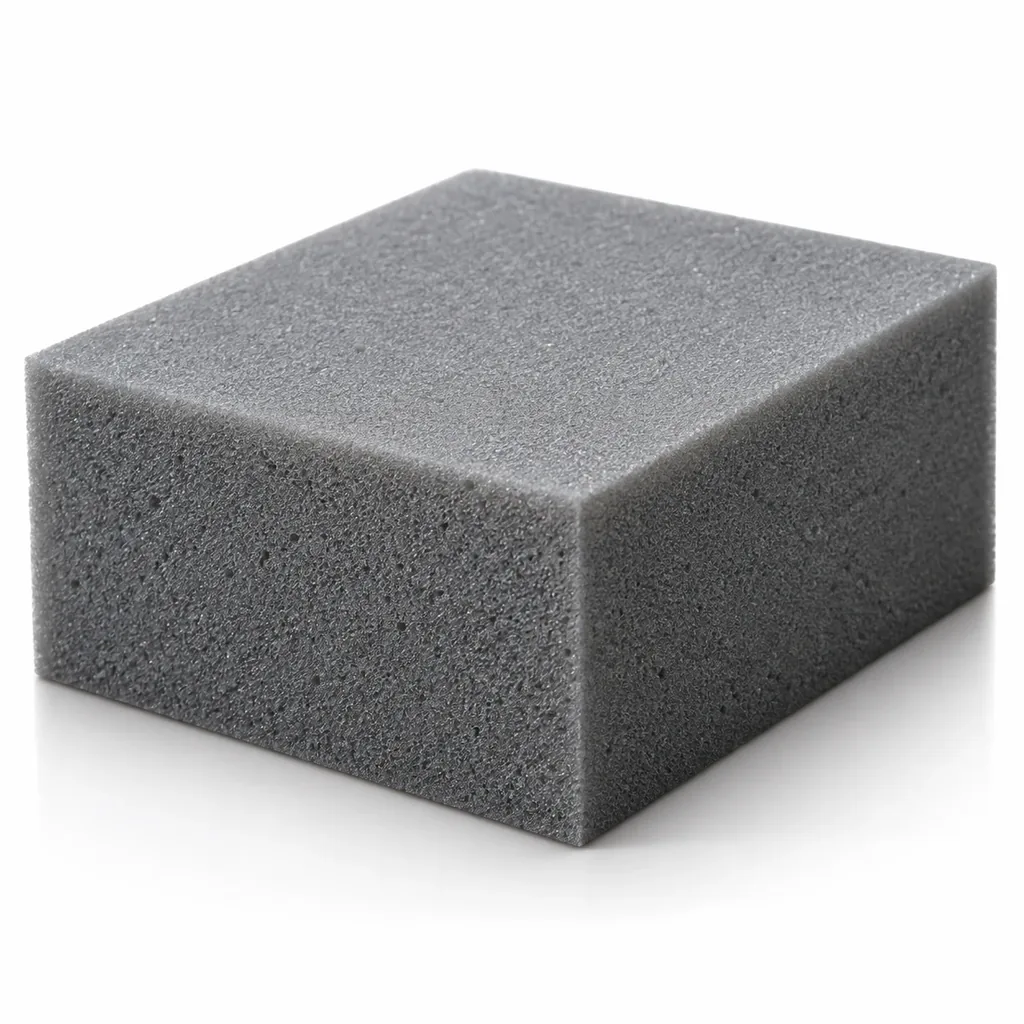 Block of gray high density cushion foam