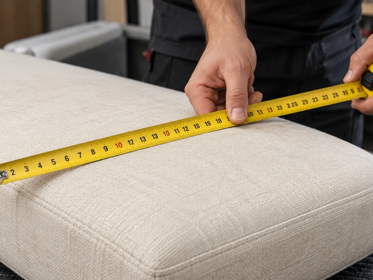 Seat cushion measured against the frame