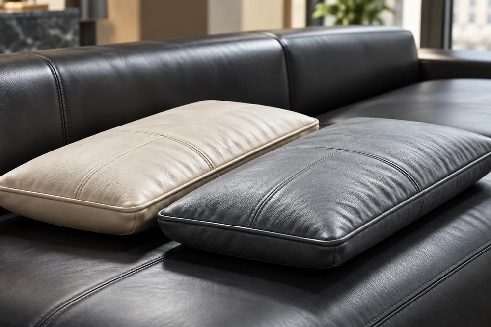 Leather cushions and seat pads removed for service