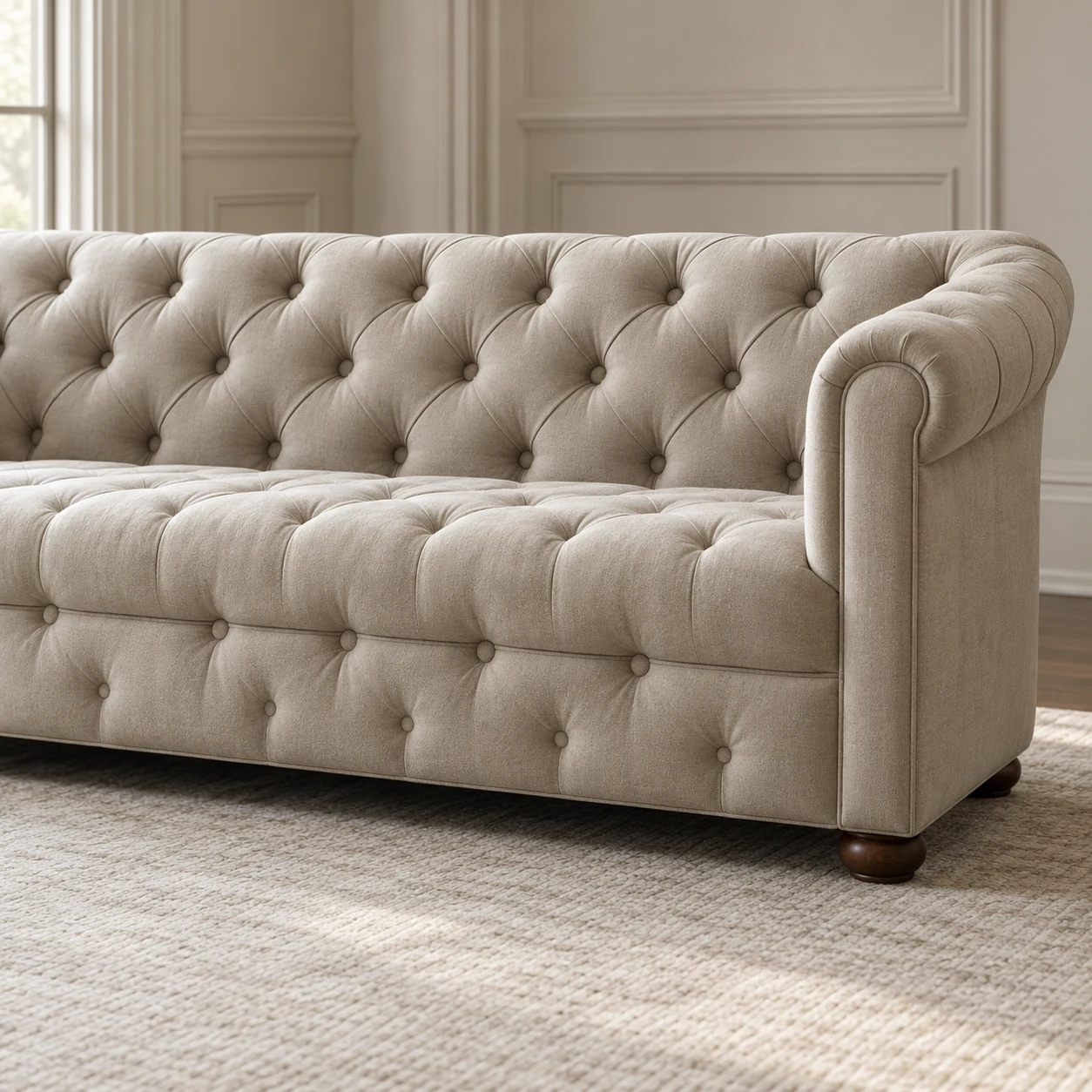 Linen chesterfield sofa