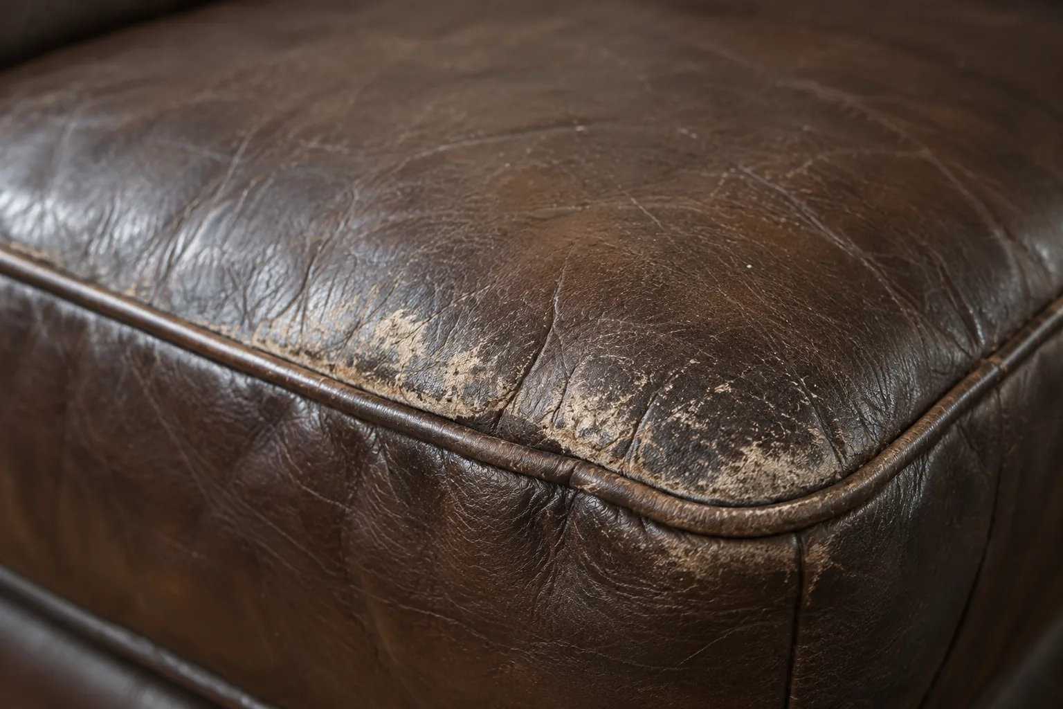 Front edge of a cushion worn through