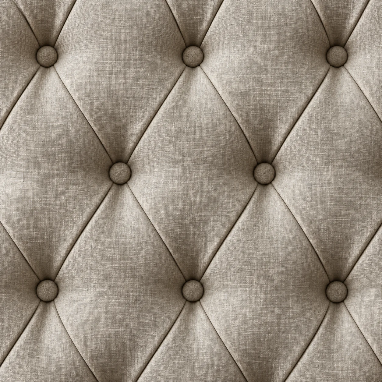 Diamond tufting on a taupe dining chair back