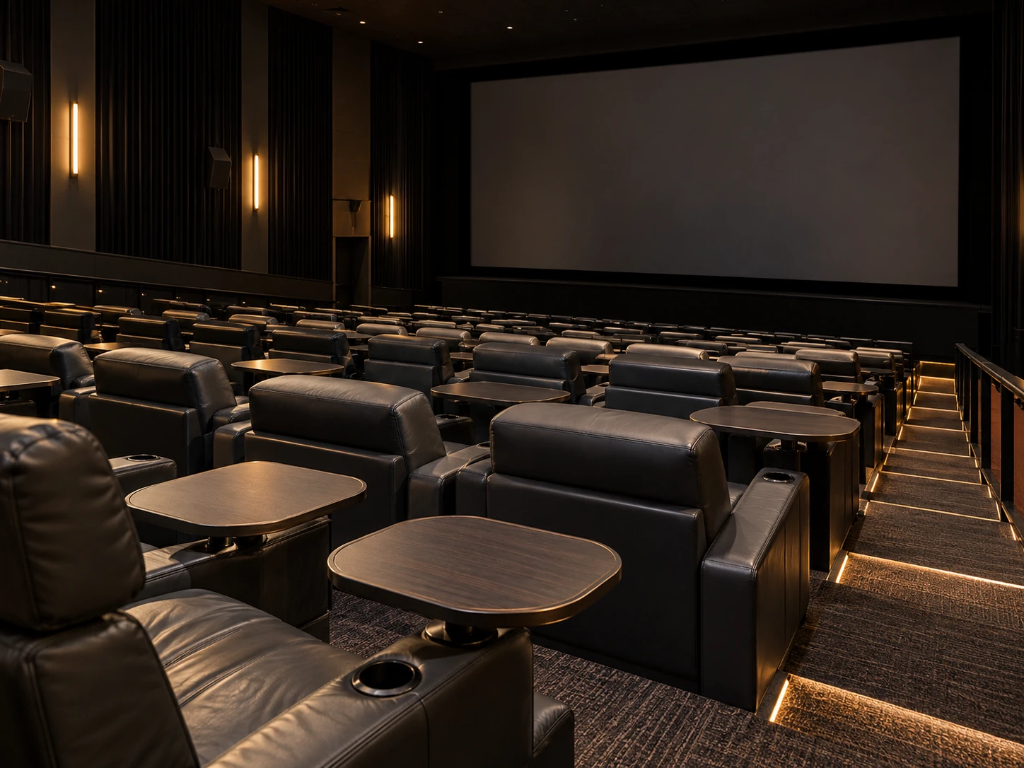 Dine-in cinema recliners with tables