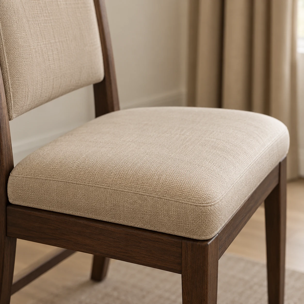 Linen dining chair seat