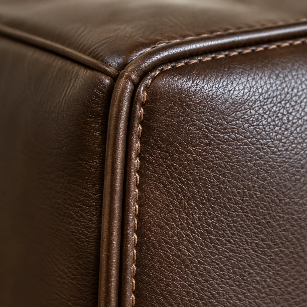 Stitched corner on a leather dining chair back