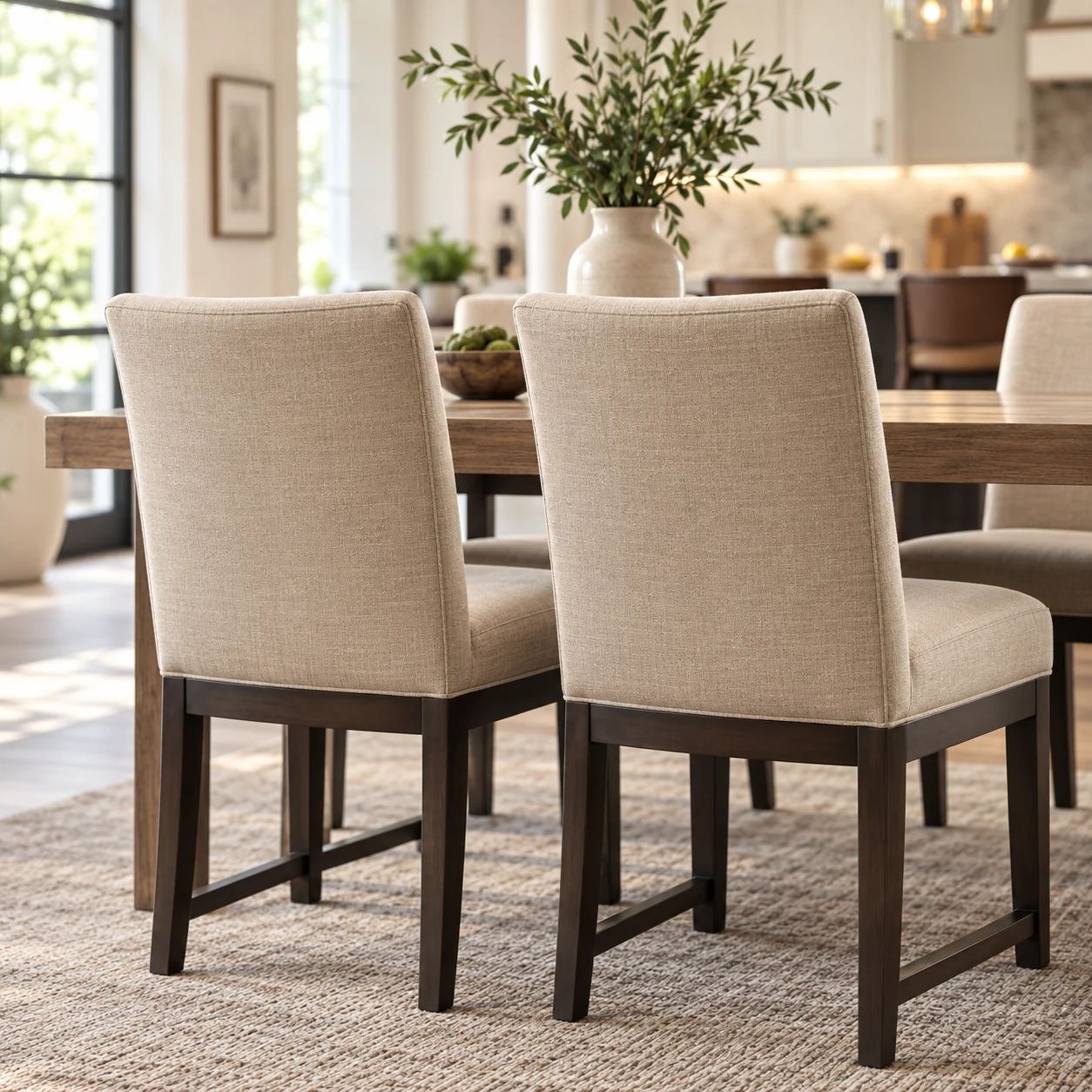 Dining room with upholstered chairs