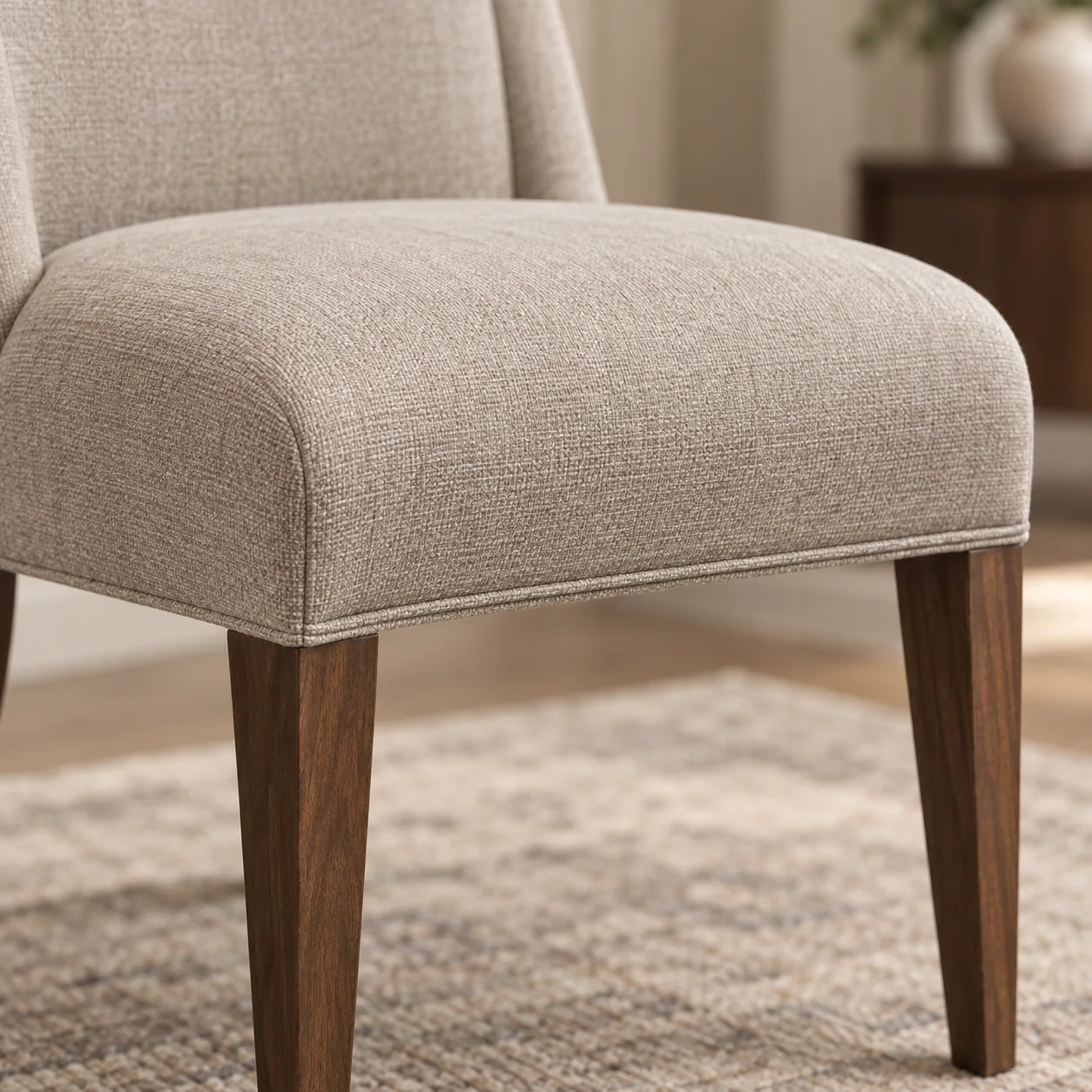 Taupe drop-in slip seat with a waterfall front edge