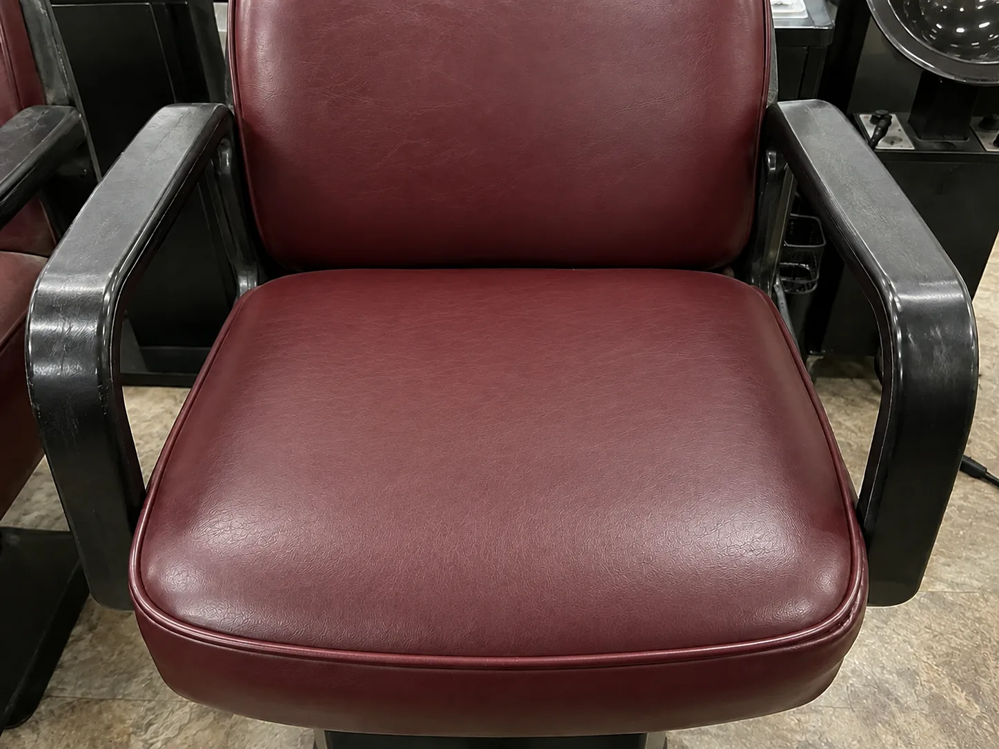 The same dryer chair seat recovered in burgundy
