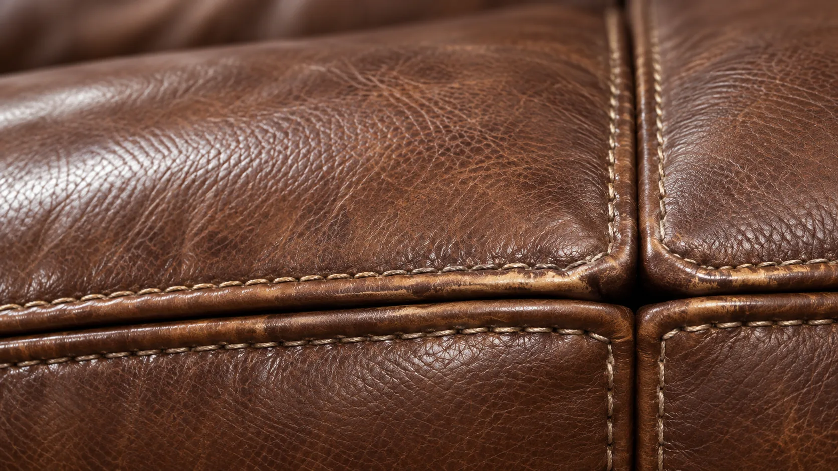 Brown cushion seam and edge after the seat support was rebuilt