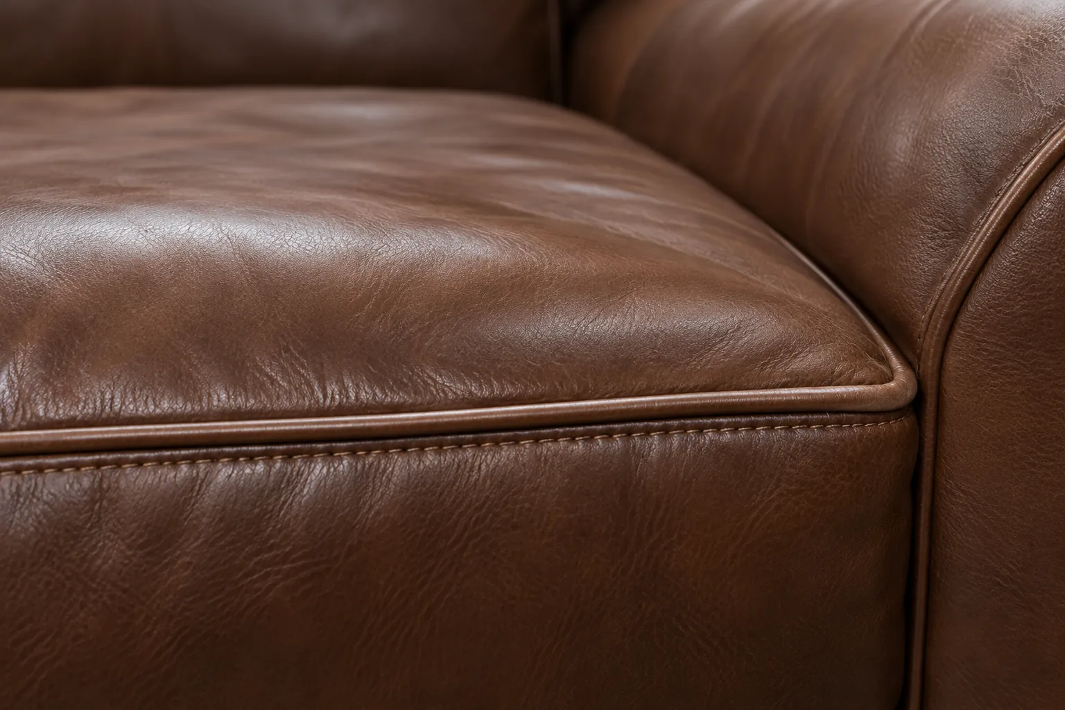 Brown seat cushion and piping in good condition