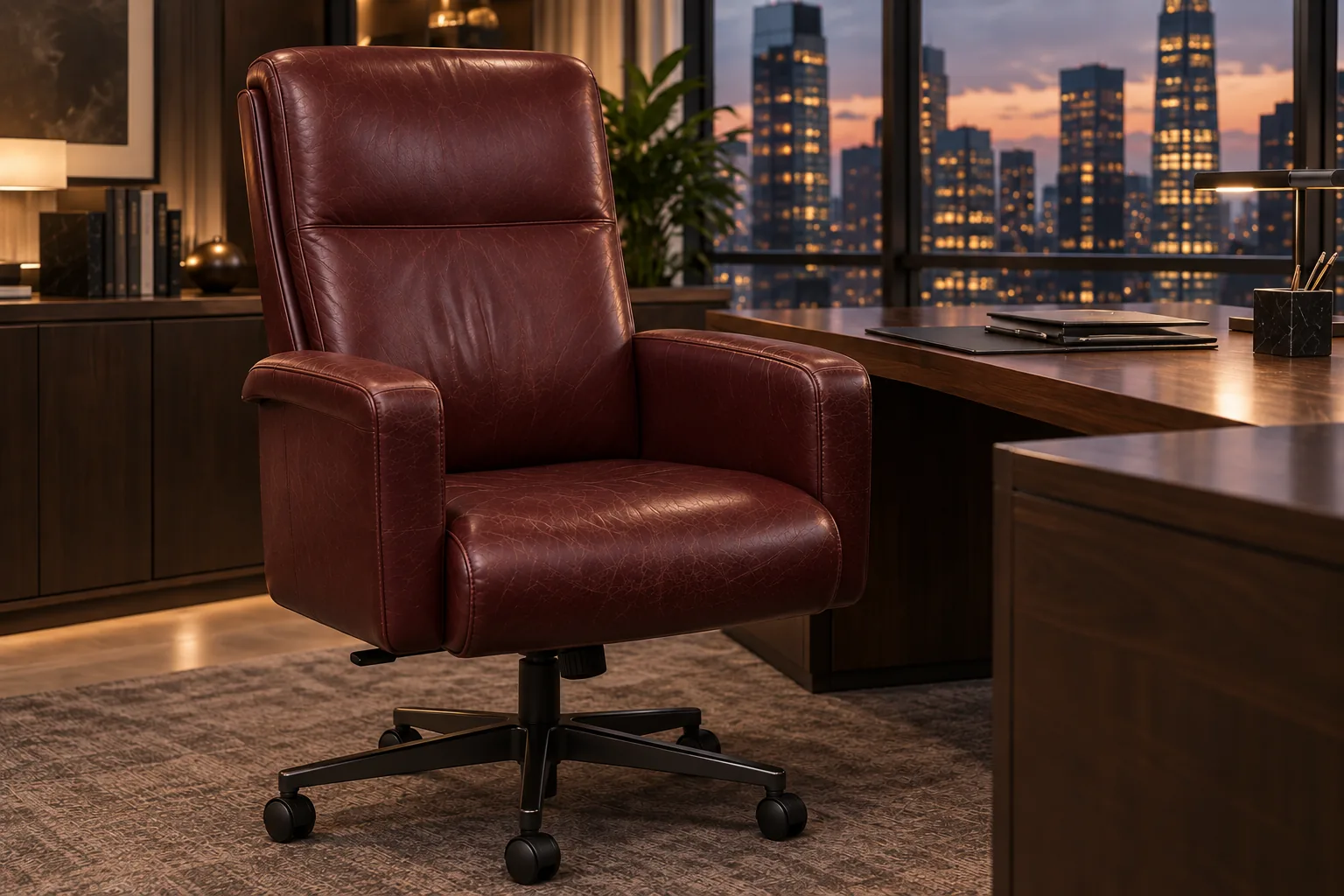 The same oxblood chair restored