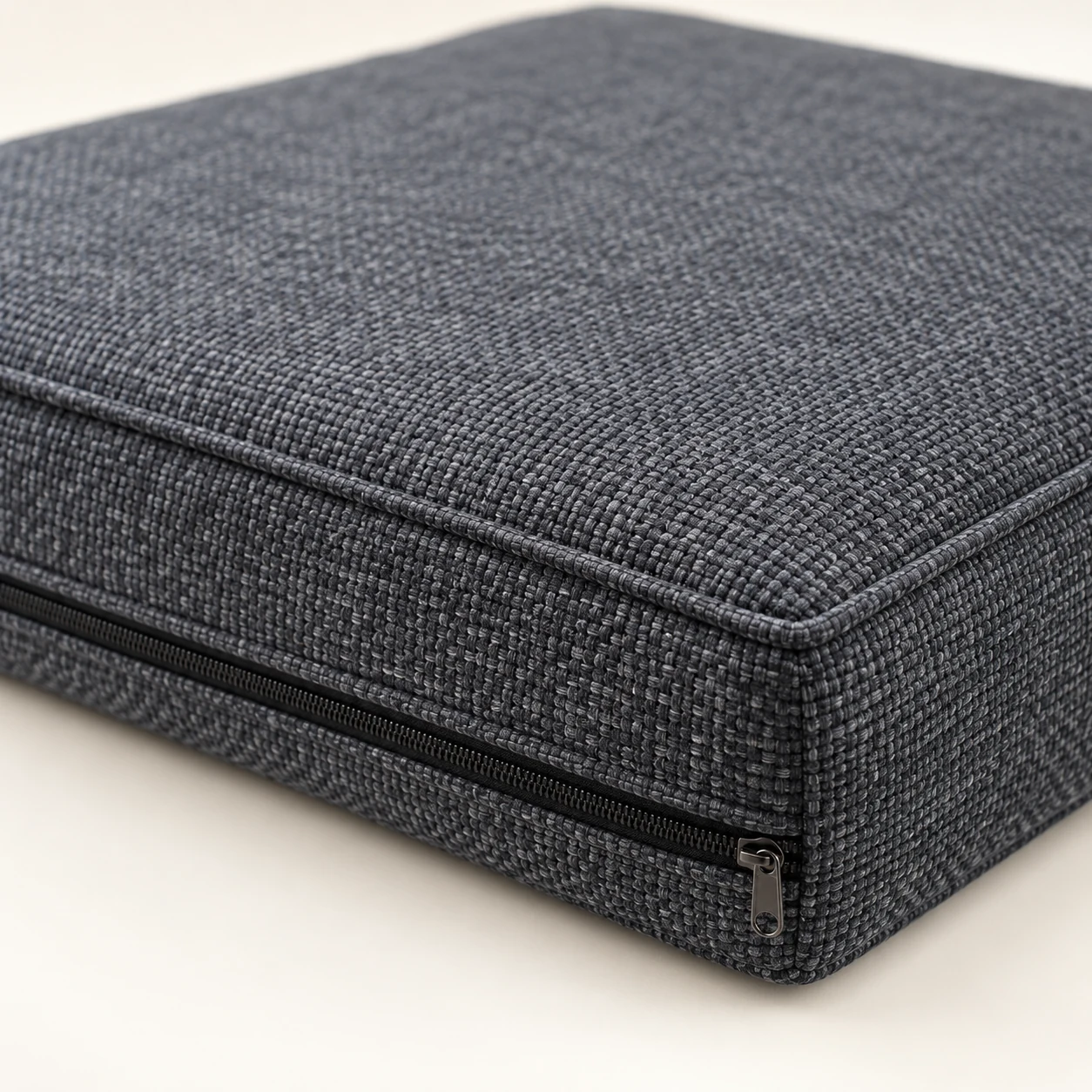 Charcoal tweed fabric seat cushion