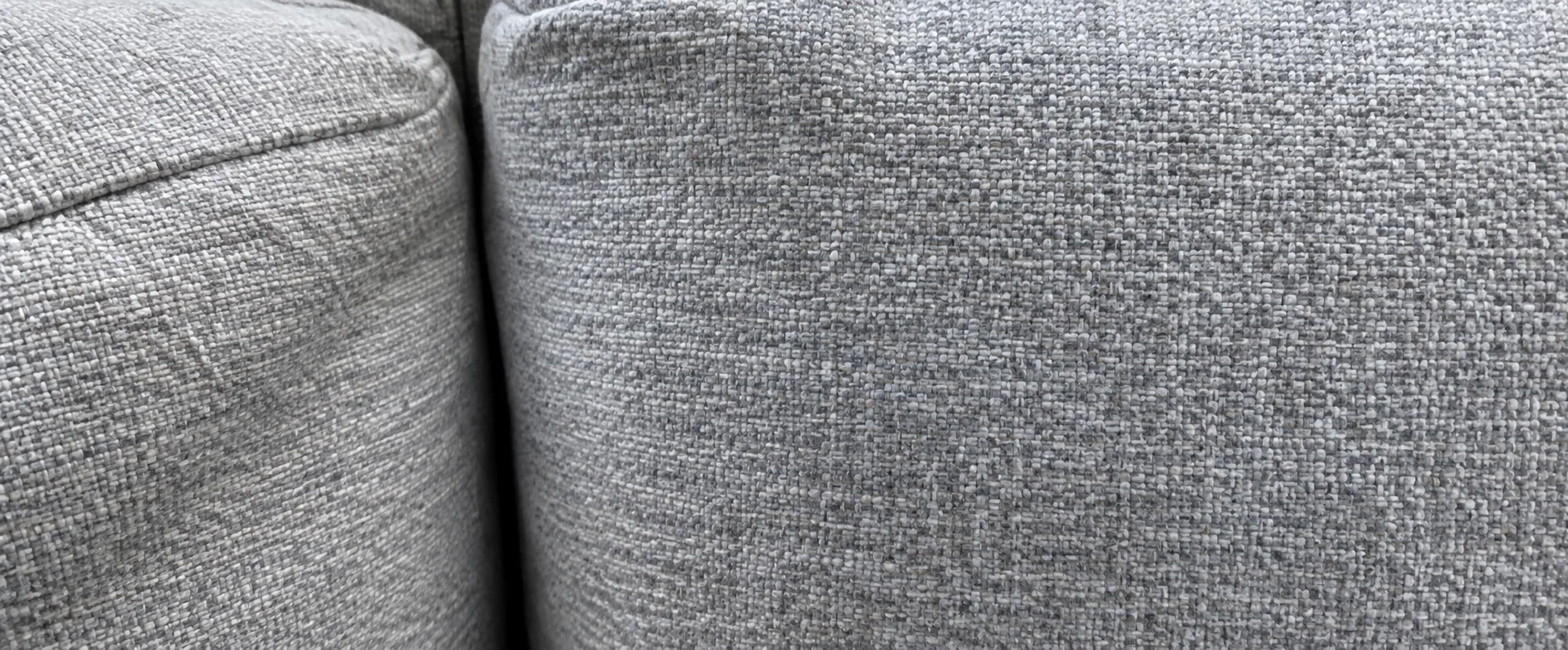 Seam detail on a fabric seat cushion