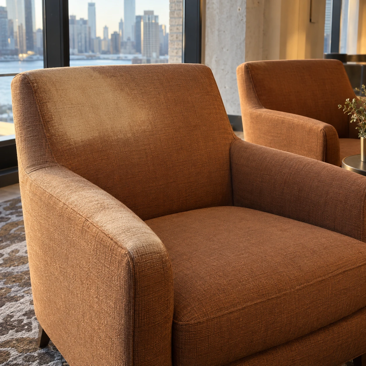 Faded upholstery on event venue lounge seating