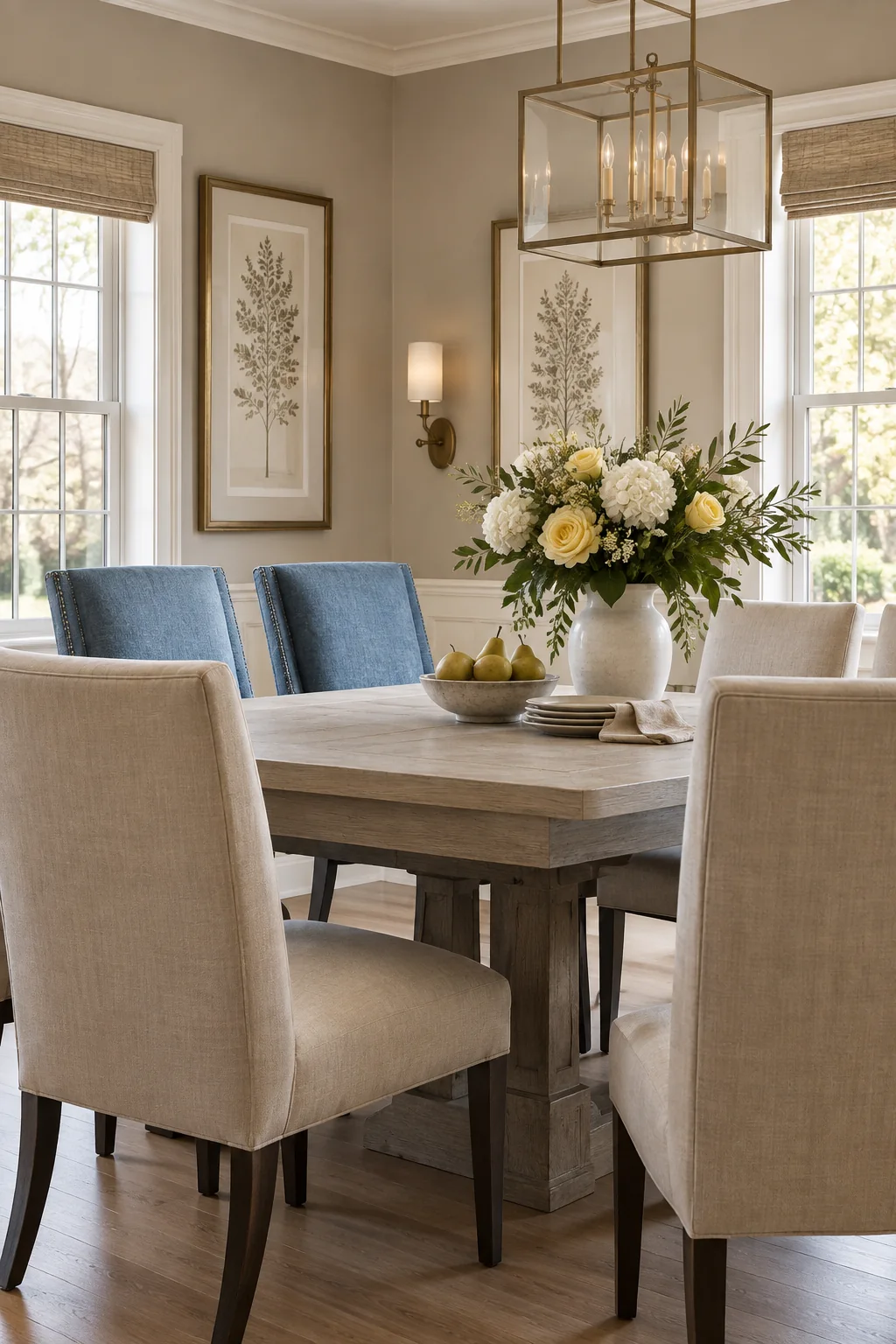 Recovered dining chairs in an Essex County home