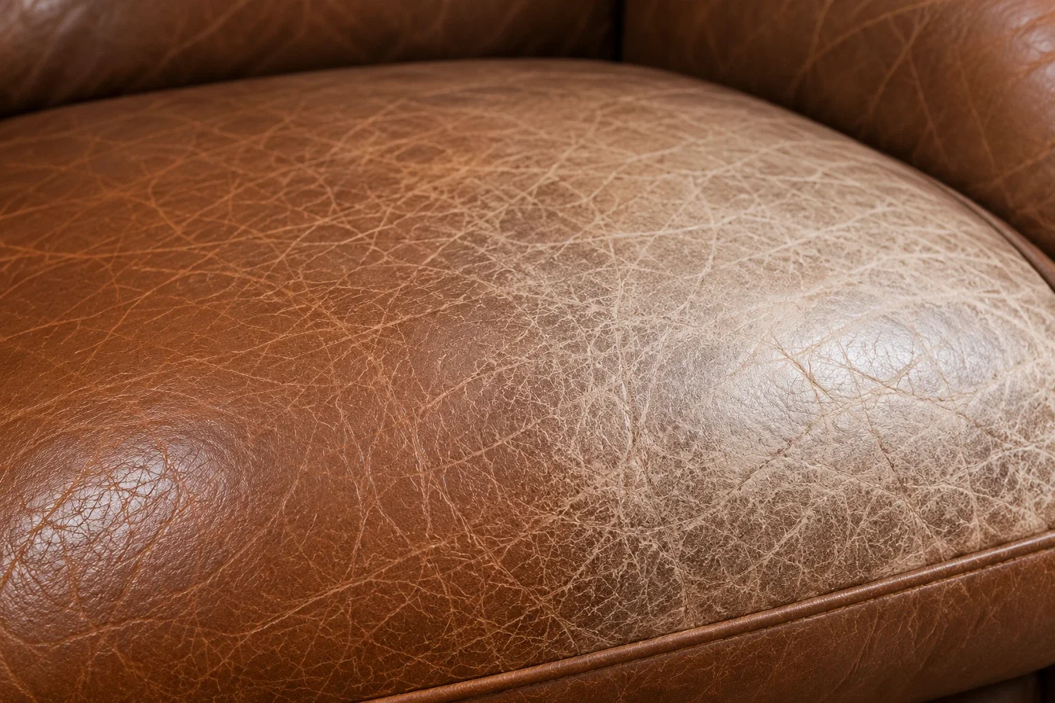 Light fading across a leather seat