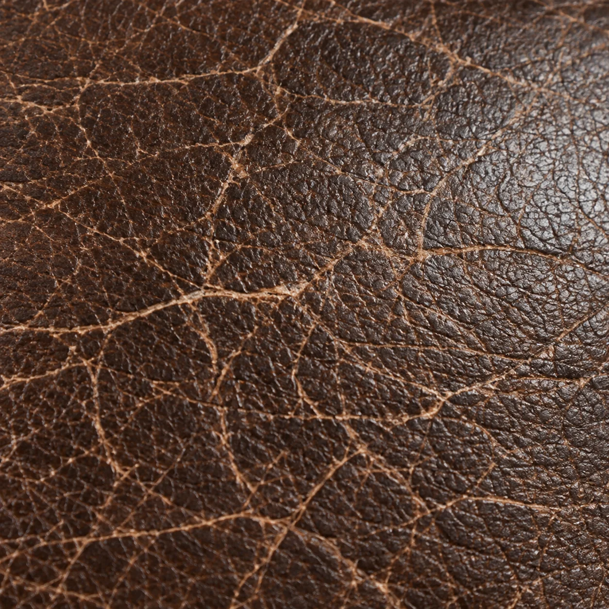 Fine network of crazing across dark antique leather