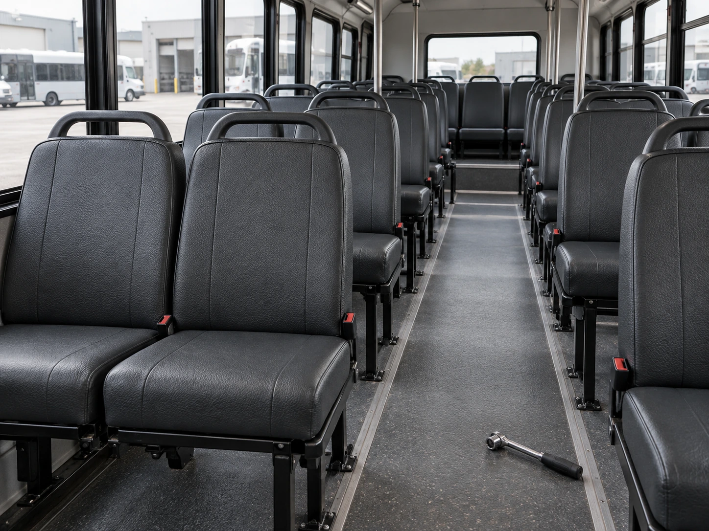 Recovered seats being refitted in a fleet vehicle