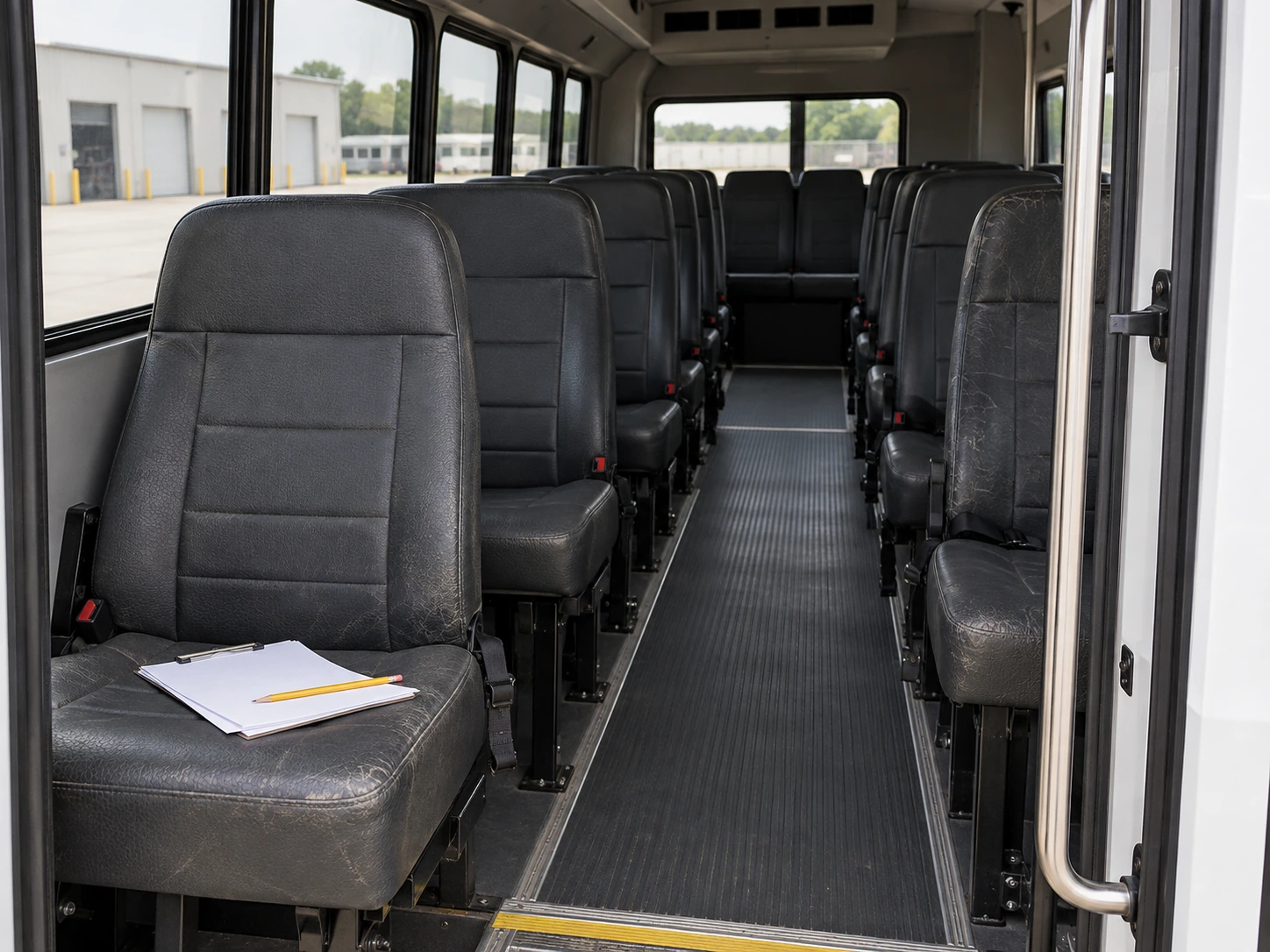 Fleet seats being surveyed and graded in a depot