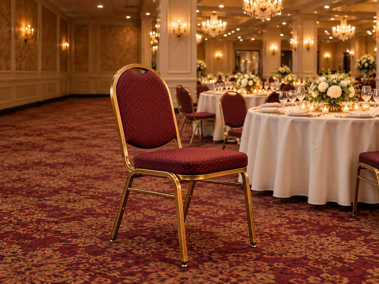 A restored gilt ballroom chair