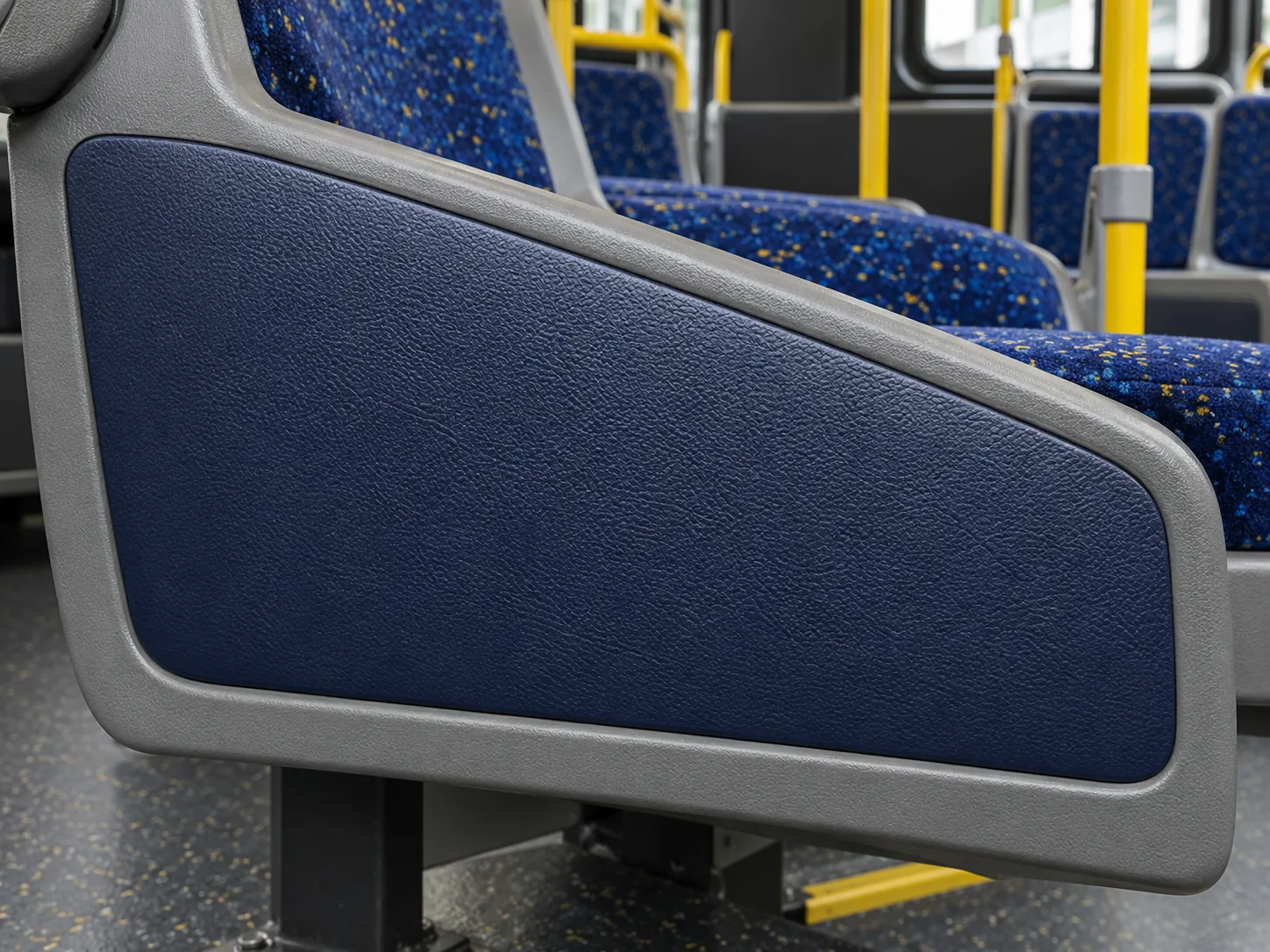 A repaired area in grained vinyl where the texture matches the surrounding surface