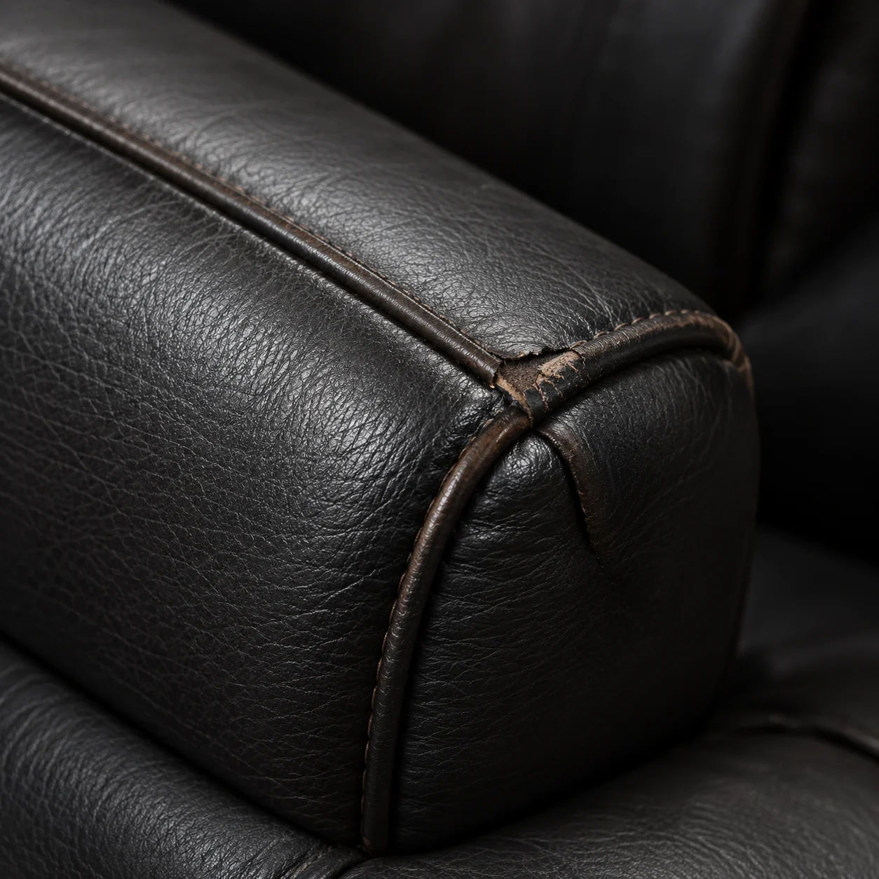 Black leather bolster seam