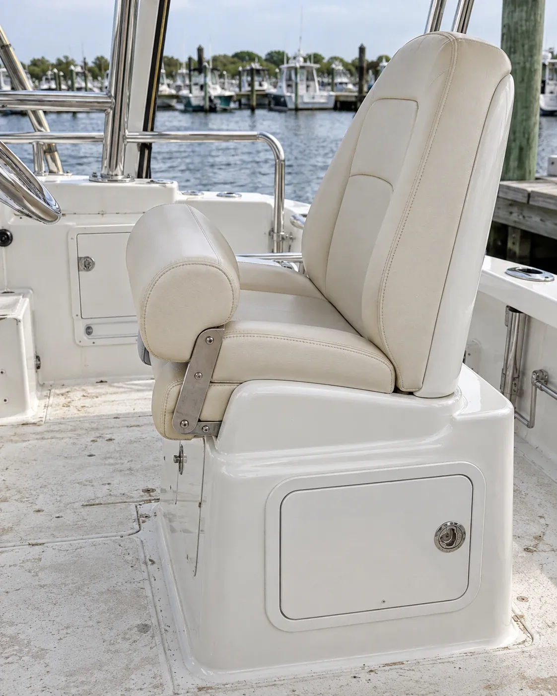 Helm seats on a boat, cut to its own shape