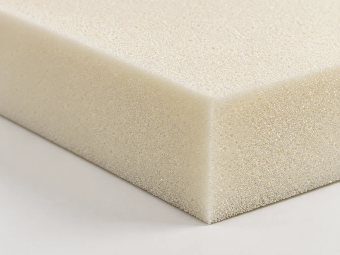 Cut block of high-density upholstery foam