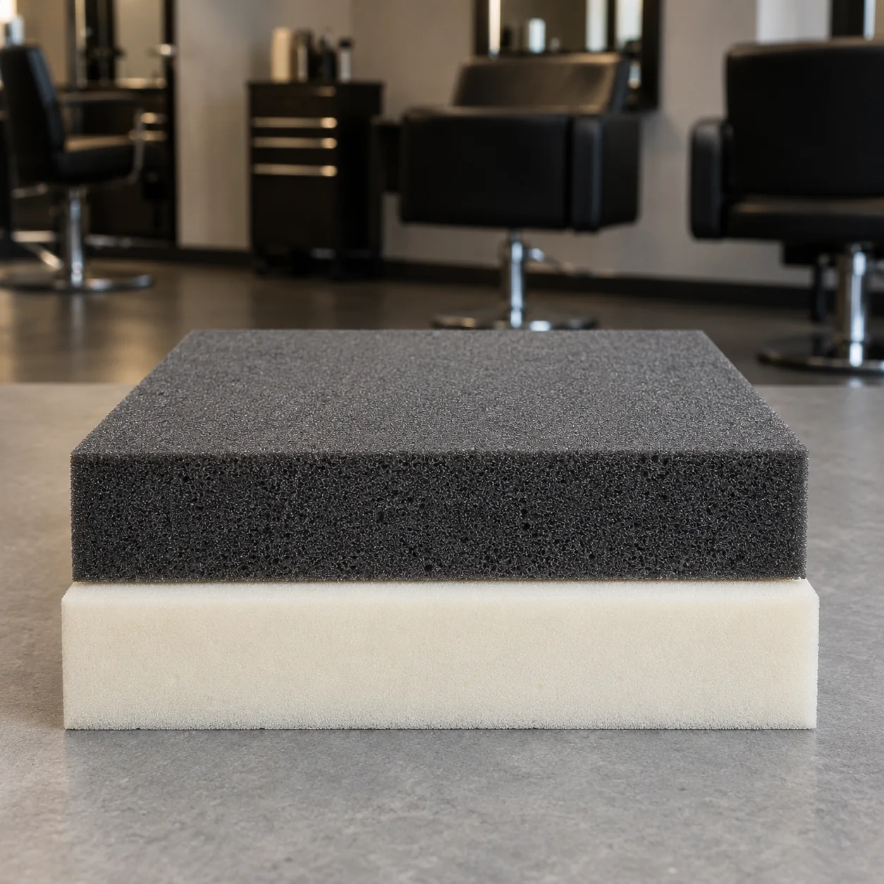 Layers of high-density upholstery foam