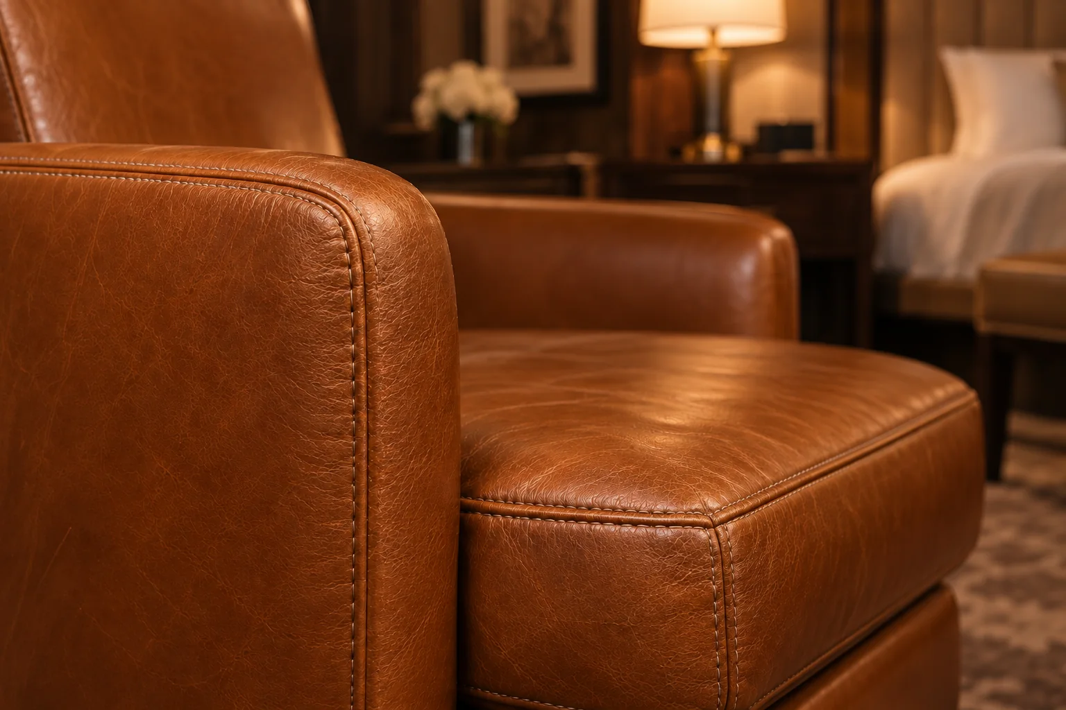 The same hotel chair arm and seat restored