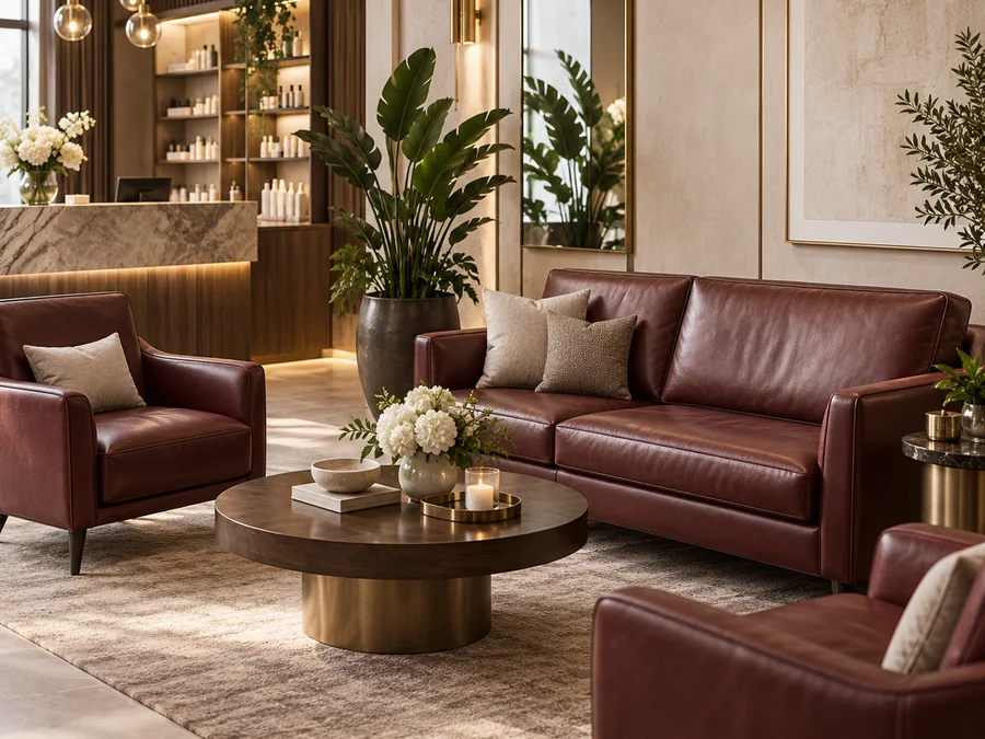 Salon and spa interior with leather treatment chairs