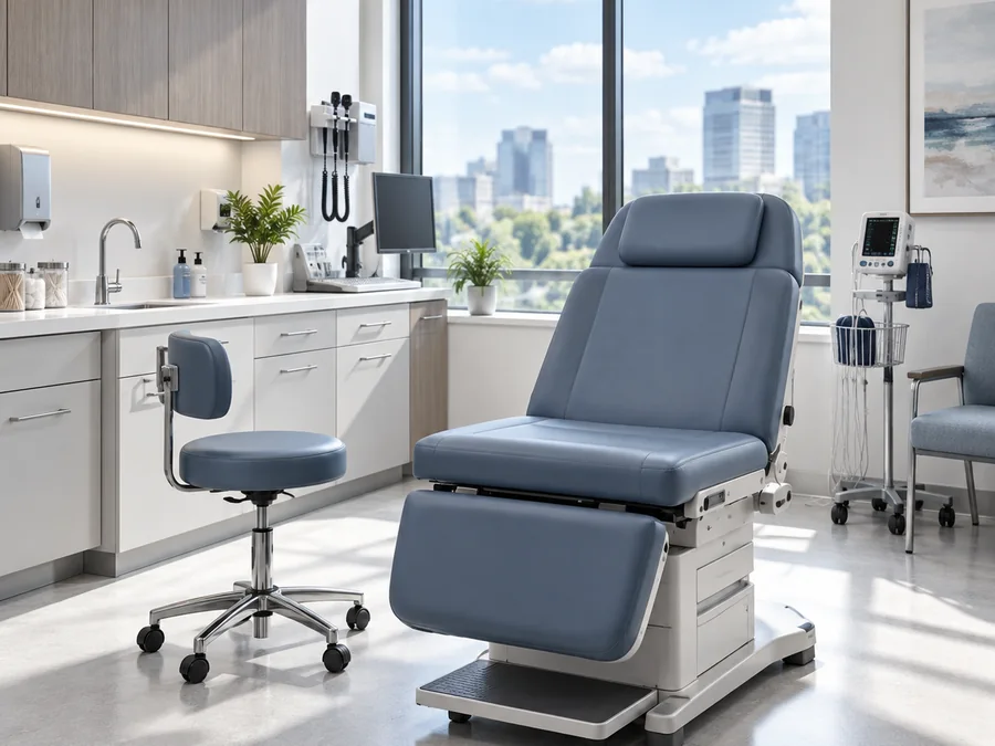 Healthcare waiting area with wipeable upholstered seating