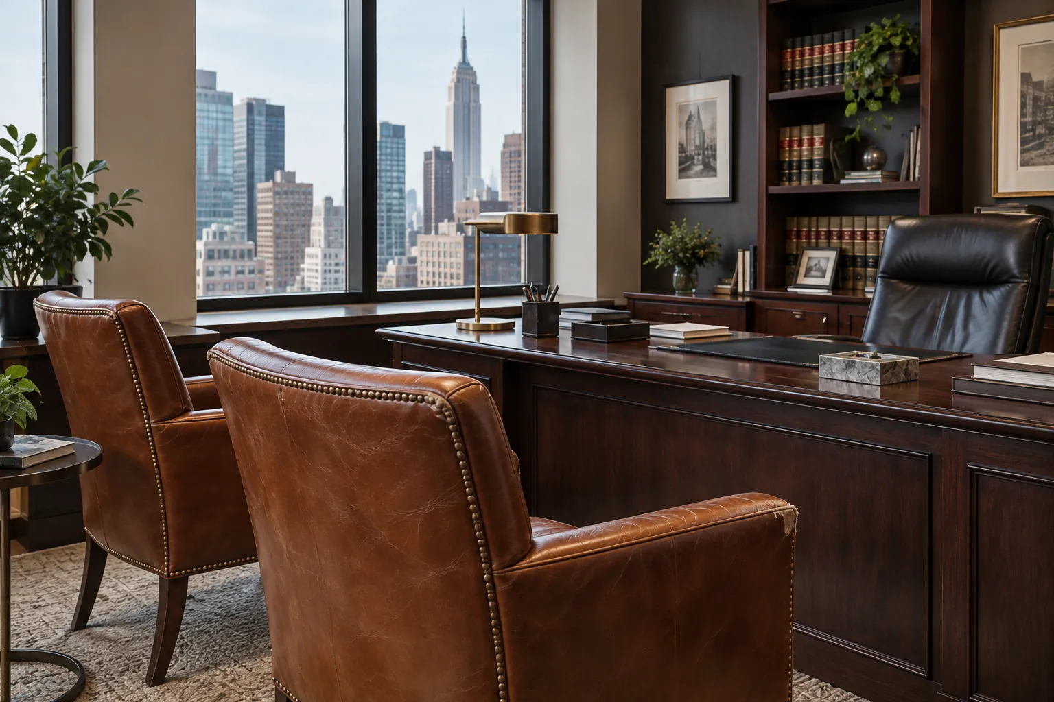 Leather chairs in a law firm office
