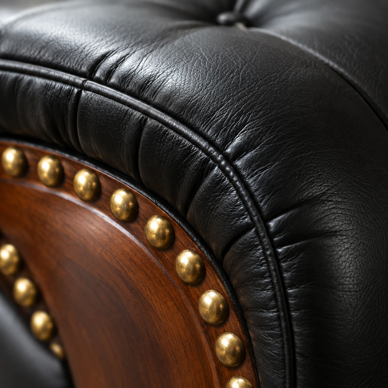 Wooden frame under a leather chair