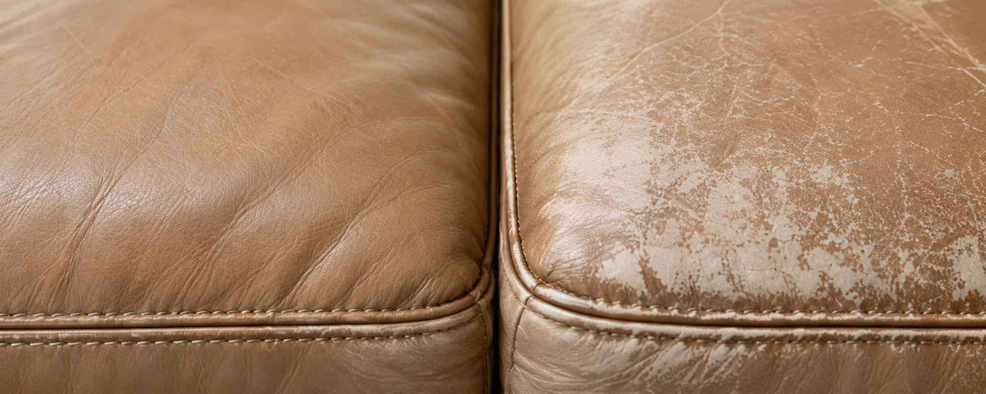 Color worn off a leather cushion edge