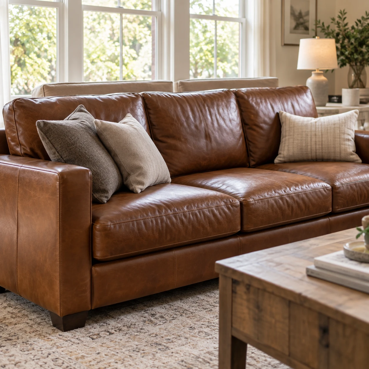 Clean leather sofa that needed nothing