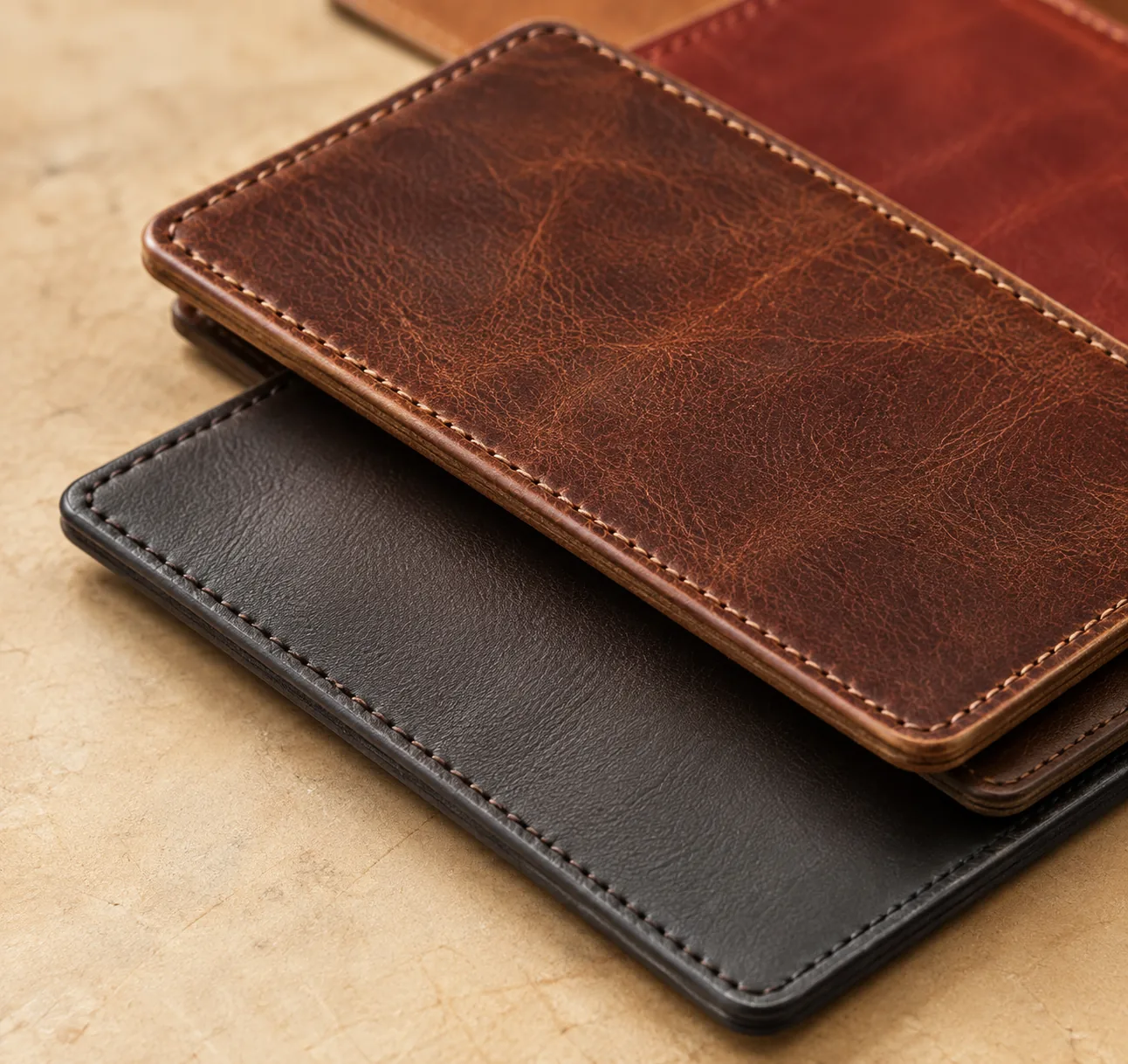 Leather color samples brought on a visit